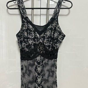 sold ~ 100% Silk Black and White Floral Lace Embroidered Blouse Top